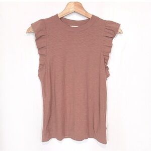 Nation LTD Ruffle Sleeve Pink Clay Tee Mauve  XS